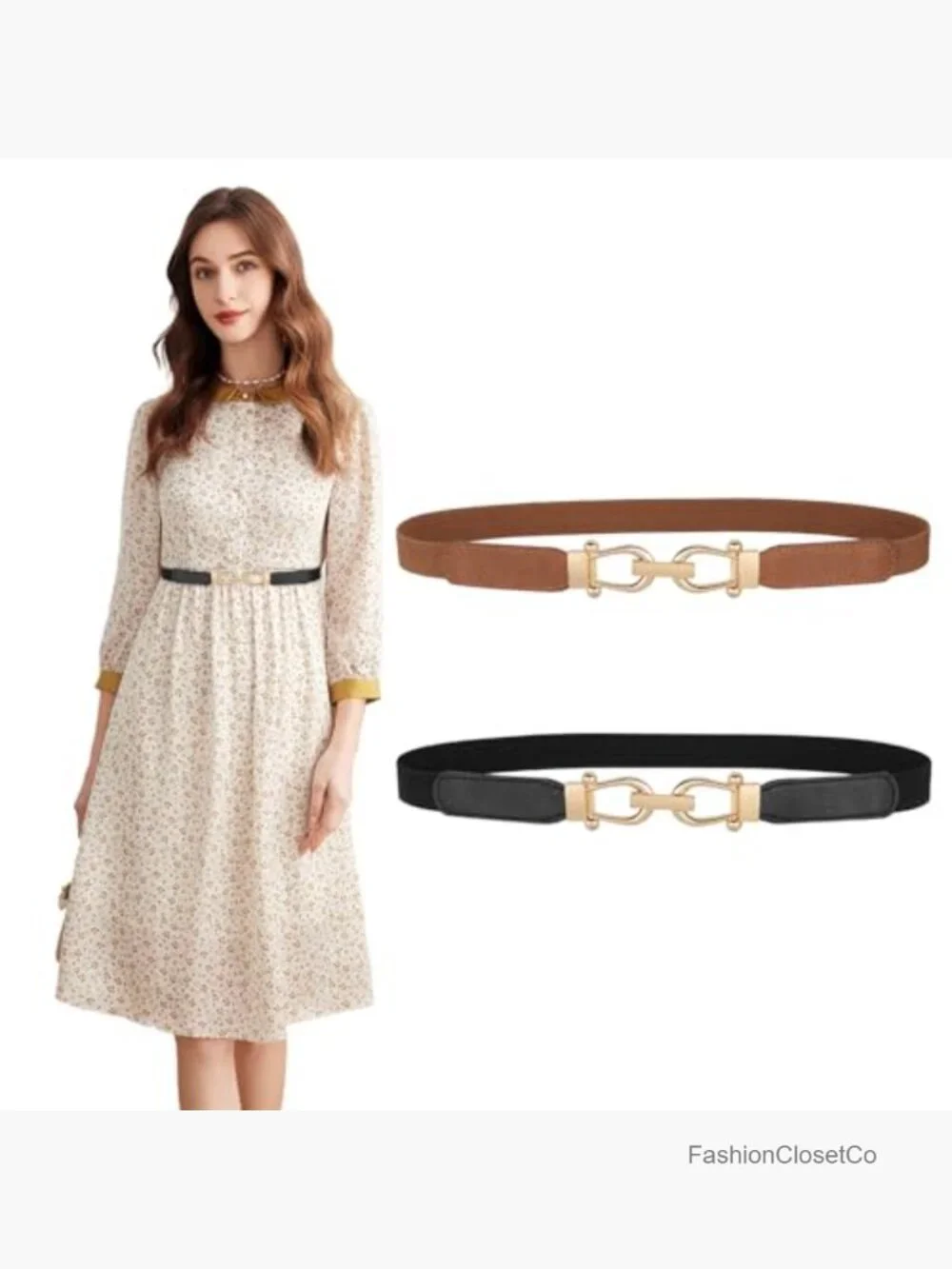 Skinny Elastic Stretch Belt for Dresses - Retro Vintage Waist Belt
